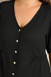 EVANS Curve Black Button Through Midi Dress | Evans 4