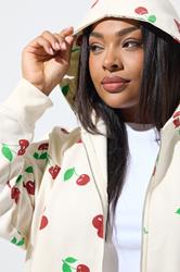 LIMITED COLLECTION Plus Size Cream Cherry Zip Through Hoodie | Yours Clothing 4
