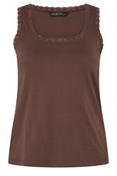 LIMITED COLLECTION Curve Brown Lace Trim Vest Top