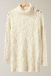 EVANS Curve White Roll Neck Stitch Detailing Knitted Jumper