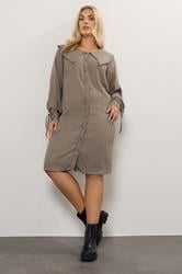 YOURS Plus Size Brown Check Collar Mini Dress | Yours Clothing 2