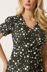 M&Co Chocolate Brown Polka Dot Twist Front Midi Dress | M&Co 4