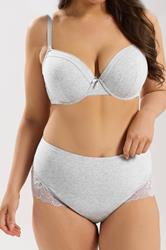YOURS Curve Grey Marl Lace Back Full Briefs | Yours Clothing 1