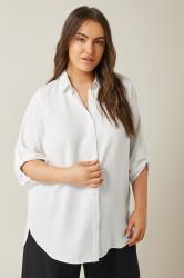 EVANS Plus Size White Tab Sleeve Shirt | Evans 1