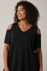 EVANS Curve Black Cold Shoulder Top | Evans 4