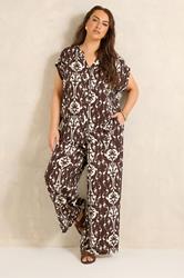 EVANS Plus Size Chocolate Brown Abstract Shirt | Evans 1