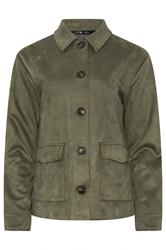 LTS Tall Khaki Green Faux Suede Trucker Jacket