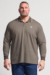 BadRhino Big & Tall Brown Textured Waffle Long Sleeve Polo Shirt | BadRhino 3