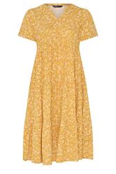 YOURS Curve Gold Yellow Floral Tiered Maxi Dress