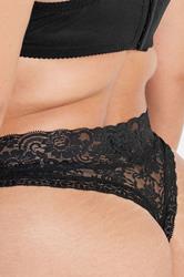 YOURSET 3 PACK Plus Size Black Lace High Waisted Thongs | Yours Clothing  4
