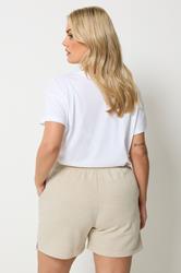 YOURS Plus Size Natural Brown Jogger Shorts | Yours Clothing 2