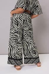 YOURS Plus Size Black & White Zebra Wide Leg Trousers | Yours Clothing 4