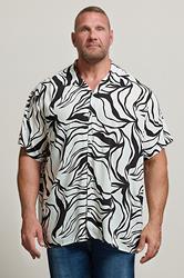 JACK & JONES Big & Tall Black & White Abstract Print Resort Shirt 3