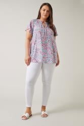EVANS Plus Size Pink Floral Print Tie Neck Blouse | Evans 1