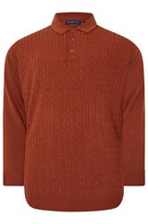 BadRhino Big & Tall Burnt Red Cable Knit Polo Shirt