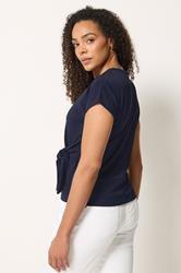 M&Co Navy Blue Tie Waist Top | M&Co 2