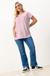 YOURS Plus Size Light Pink Core T-Shirt | Yours Clothing 1