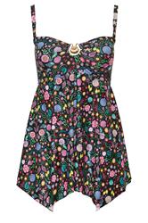 YOURS Plus Size Black Shell Print Tankini Top | Yours Clothing 7