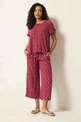 M&Co Berry Red Foil Cropped Trousers | M&Co 1