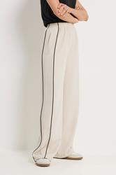LTS Tall Women's Ivory White Piped Wide Leg Trousers | Long Tall Sally 1