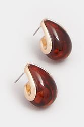 Gold Tone Tortoise Shell Teardrop Stud Earrings | Yours Clothing 2