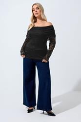 LIMITED COLLECTION Plus Size Black Lace Bardot Top | Yours Clothing 2
