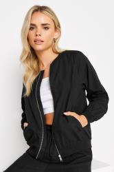 PixieGirl Petite Womens Black Linen Bomber Jacket | PixieGirl 3