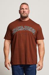 JACK & JONES Big & Tall Burnt Henna Red Varsity Logo T-Shirt | BadRhino 3