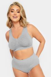 YOURS Plus Size Grey Seamless Padded Non-Wired Bralette| Yours Clothing 1
