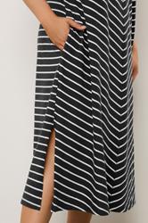 EVANS Plus Size Black Stripe Premium Cotton Dress | Evans 4