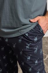 BadRhino Big & Tall Navy & Storm Blue Stag Pyjama Set | BadRhino 4