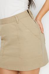 PixieGirl Petite Women's Beige Brown Cotton Utility Mini Skirt | PixieGirl 5