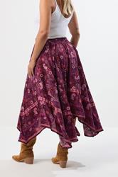 YOURS Plus Size Red Floral Print Hanky Hem Skirt | Yours Clothing 4