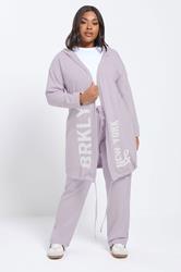 YOURS Plus Size Purple 'BRKLYN' Slogan Longline Hoodie | Yours Clothing  1