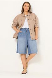 YOURS Plus Size Light Blue Drawstring Shorts | Yours Clothing 1