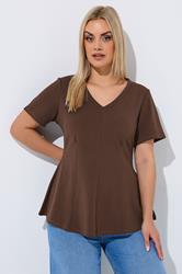 LIMITED COLLECTION Plus Size Chocolate Brown Corset Top | Yours Clothing 3