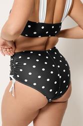 YOURS Plus Size Black Super High Waisted Polka Dot Bikini Briefs | Yours Clothing 2