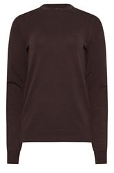 LTS Tall Dark Brown Knitted Crew Neck Jumper