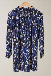 EVANS Curve Blue Animal Print Jersey Crepe Blouse