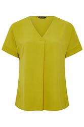 EVANS Curve Green Pleat Front Blouse