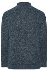 D555 Big & Tall Blue Marl Zip Through Knitted Jumper | BadRhino 6