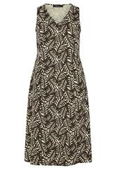 EVANS Curve Brown Linen Leaf Print Maxi Dress
