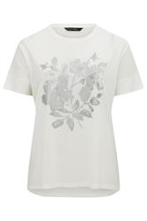 EVANS Curve Ivory White Floral Stud Detail Modal Top