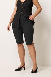 YOURS Plus Size Black Bengaline Capri Shorts | Yours Clothing 1