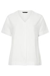 EVANS Curve White Premium Linen Front Pleat Top