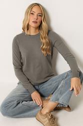 LTS Tall Women's Mocha Brown Knitted Crew Neck Jumper | Long Tall Sally 3