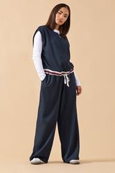 PixieGirl Petite Women's Navy Blue Contrast Sleeveless Jacket Top | PixieGirl 1