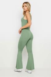 PixieGirl Petite Women's Khaki Green Jersey Flared Jumpsuit | PixieGirl 4