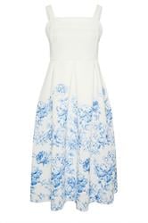 YOURS LONDON Curve White Floral Midi Skater Dress
