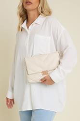 White Faux Leather Quilted Shoulder Bag | Yours Clothing 4